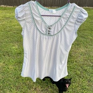 Y2K cute lightweight polka dot print sleeping shirt